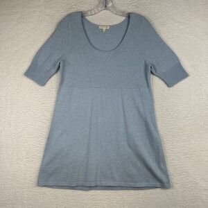 Eileen Fisher Cotton Cashmere Baby Doll Powder Blue Sweater Tunic M